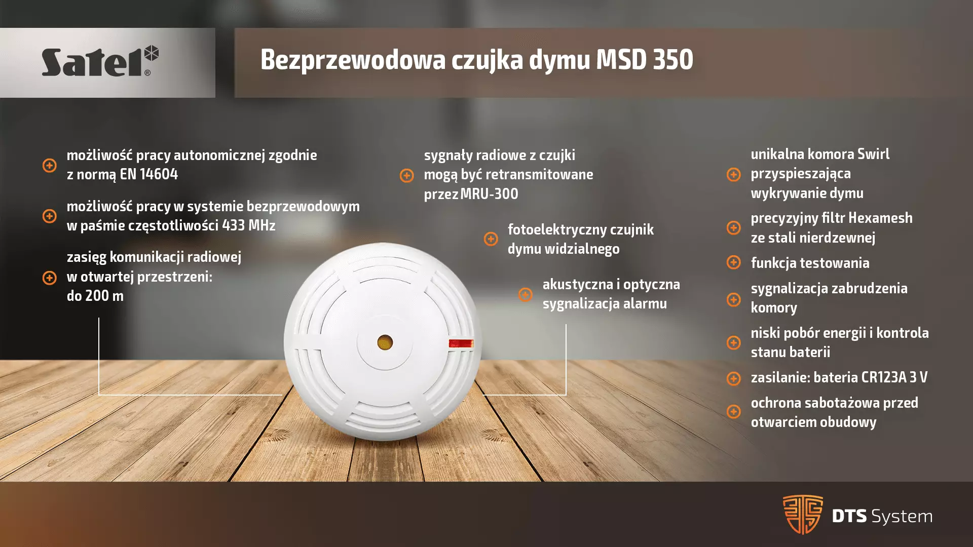 Funkcje bezprzewodowej czujki SATEL MSD 350