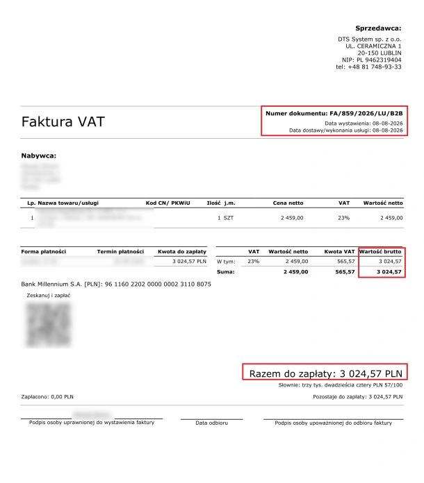 Mój dowód zakupu to faktura