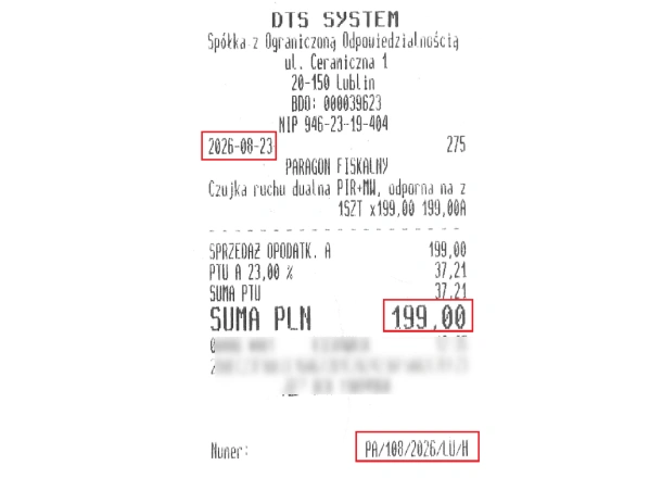 Mój dowód zakupu to paragon fiskalny